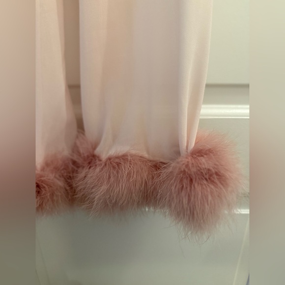 SLEEPER Fluffy You Sheer Pajama Pants With Turkey Feather Trim M - Picture 8 of 9